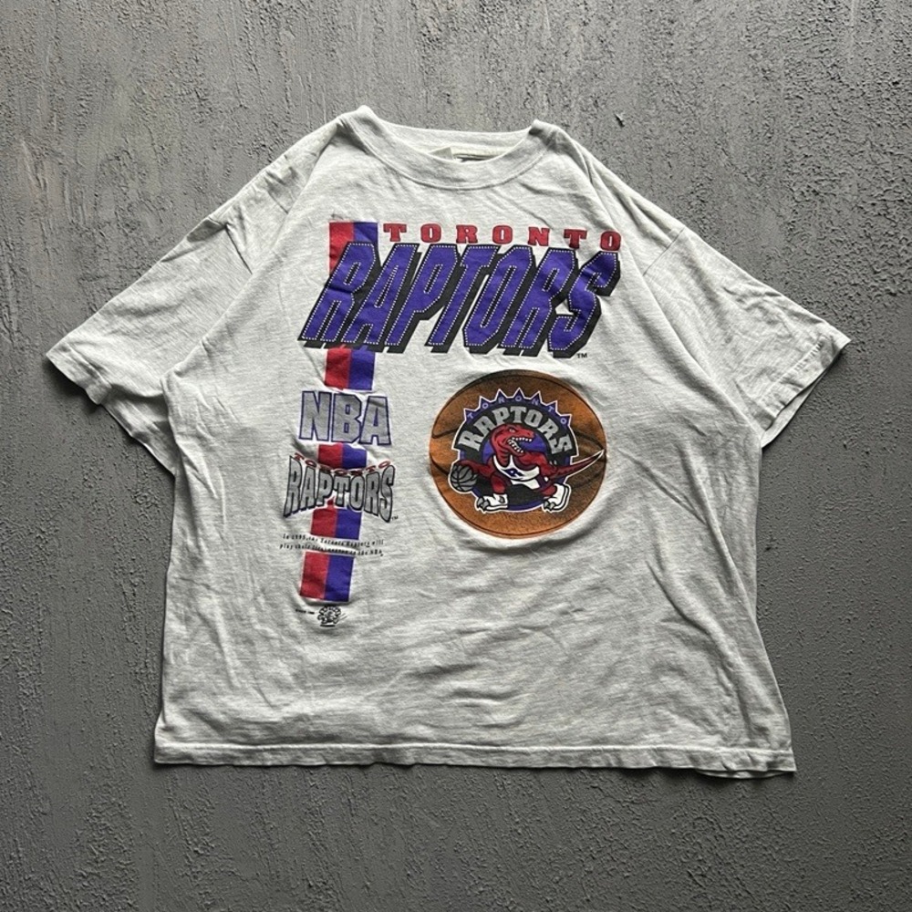 Vintage Toronto Raptors Shirt Men Large Grey 1990s NBA Basketball NBA